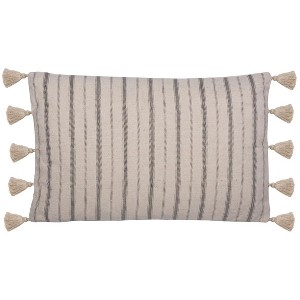 Marcen Pillow - Grey/White - 12" X 20" - Safavieh - 1 of 4
