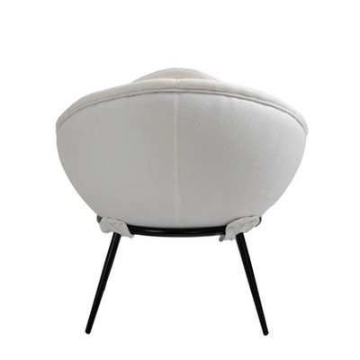 White Fiberglass Bowl Accent Chair with Cushions