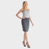 24seven Comfort Aapparel Womens Elastic Waist Solid Color Knee Length Pencil Skirt - 2 of 4