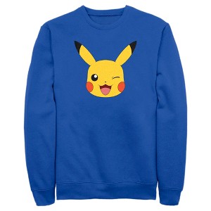 Men's Pokemon Pikachu Wink Face Sweatshirt - 1 of 4