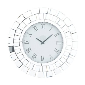 24"x2" Glass Starburst Mirrored Wall Clock Silver - Olivia & May: Silent Mechanism, Roman Numerals, Indoor Decor - 1 of 4