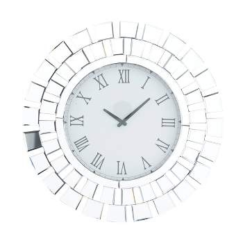 24"x2" Glass Starburst Mirrored Wall Clock Silver - Olivia & May