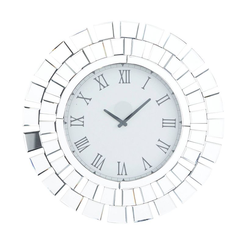 24&#34;x2&#34; Glass Starburst Mirrored Wall Clock Silver - Olivia &#38; May, 1 of 6