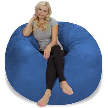 6' Huge Bean Bag Chair With Memory Foam Filling And Washable Cover Blue -  Relax Sacks : Target