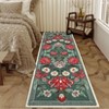 Washable Floral Botanical Rug Non Slip Low Pile Rug Soft Vintage Throw Floor Cover Foldable Indoor Carpet for Living Room Bedroom Playroom Kids Room - 3 of 4
