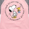 Girls' - Peanuts - Good Things Are Coming Circle Shirt Tail Raglan Graphic T-shirt - 2 of 4