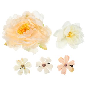Unique Bargains Women's Fake Flowers Hair Clips Orange White 5 Pcs - 1 of 4