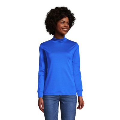 Women's cotton mock turtleneck long clearance sleeve