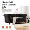 59"W Chesterfield Velvet Loveseat Sofa, Upholstered Sofa Couch with Rolled Arm Dutch and Tufted Button - ModernLuxe - image 2 of 4