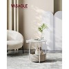 Paaaawaters Small Round Side End Table, Modern Nightstand with Fabric Basket, Matte White and Camel Brown - 2 of 4