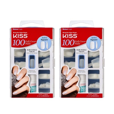 Kiss Fake Nails - 100 Active Square - 2pk : Target