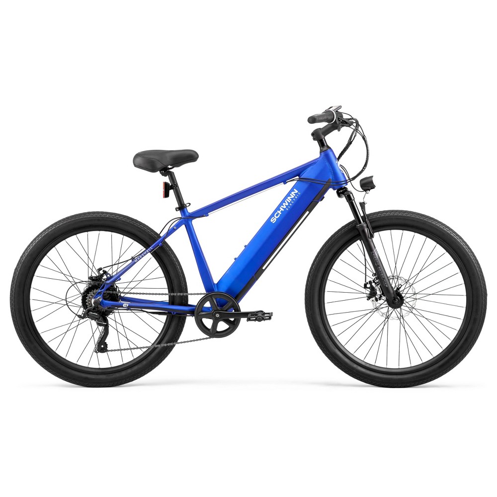 Schwinn Adult Marshall 27.5u0022 Step Over Hybrid Electric Bike - Blue S/M