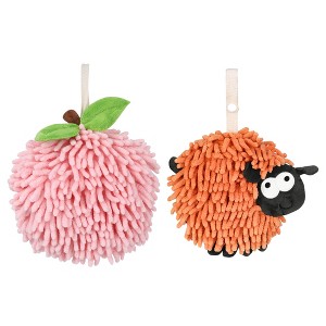 REGALWOVEN 2 Pcs Cute Comfortable Soft Absorbent Chenille Ball Fuzzy Hand Towel - 1 of 4