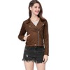 INSPIRE CHIC Women's Zip Up Faux Suede Biker Moto Jacket - 3 of 4