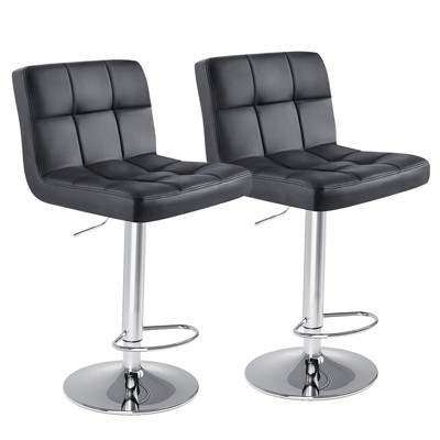 Faux Leather Swivel Adjustable Height Bar Stool Set Of 2 | Sweetcrispy ...