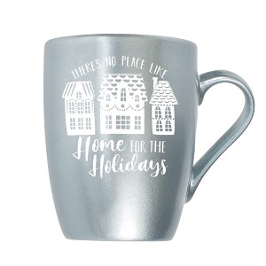 Elanze Designs There's No Place Like Home For the Holidays Frosted Blue 10 ounce New Bone China Coffee Cup Mug - 1 of 4