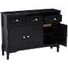 Kings Brand Furniture Emile Wood Console Sideboard Table with Drawers and Storage, Black Finish - 2 of 4