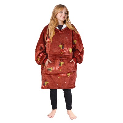 Tirrinia Girls Boys Blanket Hoodie Sweatshirt, Oversized Fleece Pullover, Hooded Fleece Lined Blanket, Christmas Gift for Kids Teens, Youth
