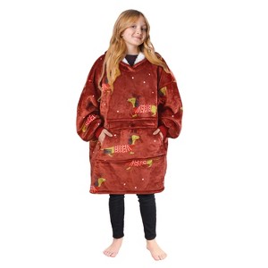 Tirrinia Girls Boys Blanket Hoodie Sweatshirt, Oversized Fleece Pullover, Hooded Fleece Lined Blanket, Christmas Gift for Kids Teens, Youth - 1 of 4