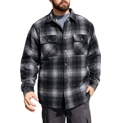 Victory Outfitters Men’s Heavyweight Brawny Brushed Woven Plaid Shirt Jacket with Snaps and Faux Shearling Lining ESPRESSO V — фото 4
