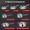 ROVSUN 11-Pcs Stainless Steel Cookware Set, Tri-Ply Pots and Pans Set with Lids, Full Clad Stainless Steel, Non-Toxic Kitchen Set, PFOA & PTFE Free - 2 of 4