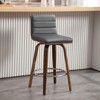Bekrvio 26" Counter Height Bar Stools - PU Leather Swivel, L Shape Back, Upholstered, Mid-Century Modern Chairs for Kitchen Counter Island - 2 of 4