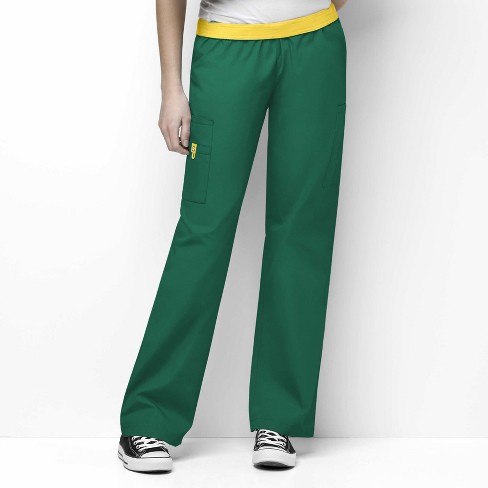 Wink Grace - Women's Flare Leg Cargo Scrub Pant, Green Apple, Xxs : Target