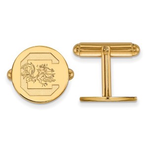 Black Bow Jewelry 14k Yellow Gold South Carolina Gamecocks NCAA Cuff Links - 1 of 3