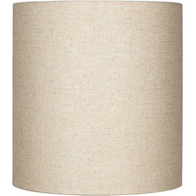 Springcrest 14" Top x 14" Bottom x 15" High x Lamp Shade Replacement Medium Tall Oatmeal Beige Drum Round Rustic Linen Fabric Spider Harp Finial