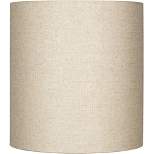 Springcrest Oatmeal Tall Linen Medium Drum Lamp Shade 14" Top x 14" Bottom x 15" High (Spider) Replacement with Harp and Finial