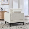 Lyngins Textured Boucle Accent Chair, Modern Farmhouse Square Armchair with Natural Wood Legs, Single Sofa Chair with 2 Pillows for Living Room - 2 of 4