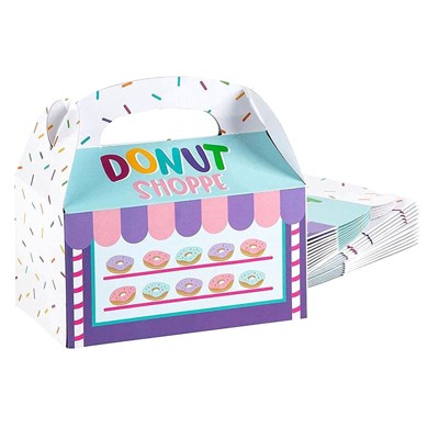 Blue Panda 24-Pack Paper Party Favor Boxes Treat Boxes, Donut Shop Design Gift Box for Birthdays, 6x3.3x3.6 in