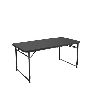 COSCO 4 ft Black Adjustable Height Folding Resin Utility Table