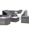 Patio Furniture Outdoor Furniture Seasonal PE Wicker Furniture 5 Set Wicker Furniture With Plywood Coffee Table with Lift Top Coffee Table - 3 of 4