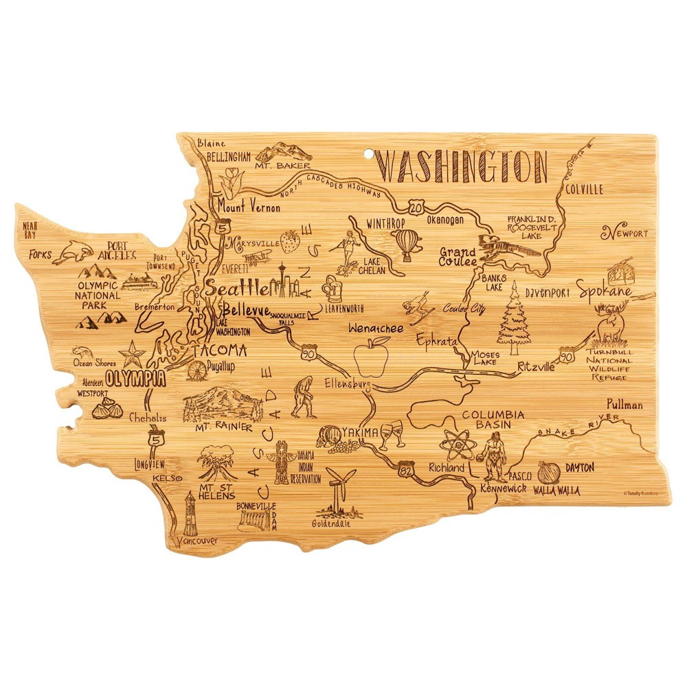 Photos - Chopping Board / Coaster Totally Bamboo Destination Washington Serving and Cutting Board: Lightweight Bamboo, Stamped Design, 15.5" x 10"