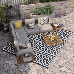Gulches Outsunny Reversible Outdoor Rug, 8' x 10' Waterproof Plastic Straw Floor Mat with Carry Bag - 1 of 4