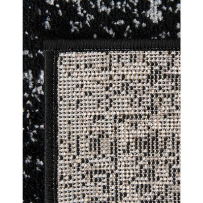 Black Rectangular Stain-Resistant Synthetic Area Rug