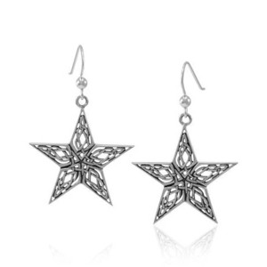 Slickblue Women's Dangle Earrings, Celtic Star with Knotwork Pattern, Sterling Silver Finish, Silver Tone, 1.5" - 1 of 4