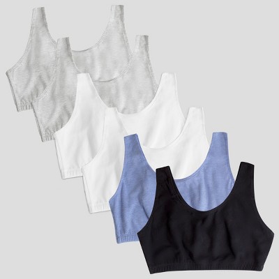 Fruit Of The Loom Plus Tank Style Cotton Sports Bra, 6-pack  Black/white/grey/blue/white/grey 46 : Target