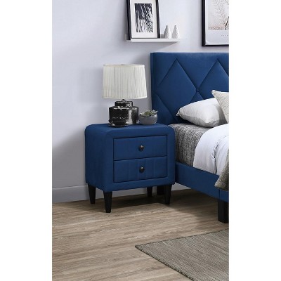 NicBex 2 Drawers Nightstand Bedside Table with Velvet Finish End Table with Tempered Legs for Bedroom, Living Room