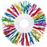 Blue Panda 50 Pack Colorful Party Noise Makers with Foil Tinsel Streamers for New Years Eve Party Favors, Birthday Squawkers, 5 Colors