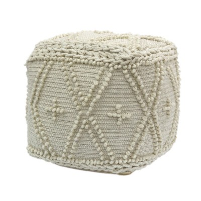 Fossa Handcrafted Boho Cube Pouf White - Christopher Knight Home