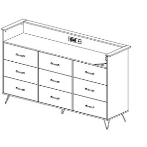 9 Drawer Dresser for Bedroom, Dresser with LED Lights and Charging Station, Modern Wooden Chest of Drawer Organizer Cabinet - 1 of 1