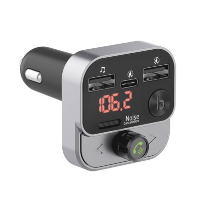 Just Wireless FM Transmitter (3.5mm) with 2.4A/12W 2-Port USB Car Charger -  Black