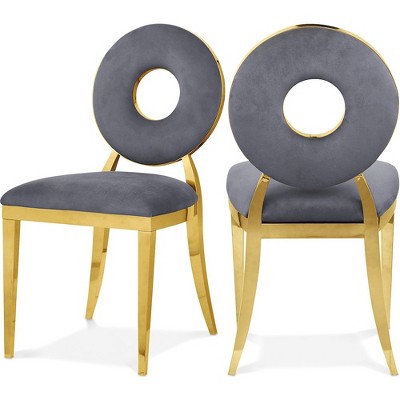 Meridian Furniture,Carousel Grey Velvet Dining Chair, Set of 2