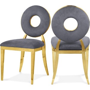 Meridian Furniture,Carousel Grey Velvet Dining Chair, Set of 2 - 1 of 4