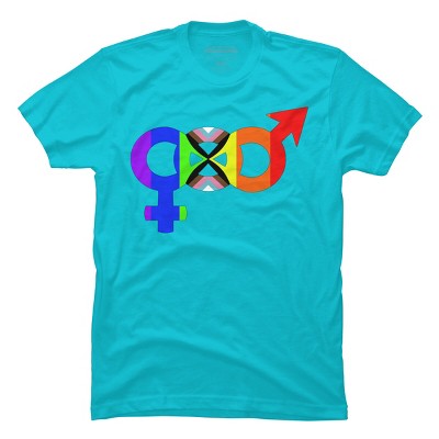 Design By Humans Unified Pride Symbol Rainbow By T-Shirt - Ocean Blue - X Large