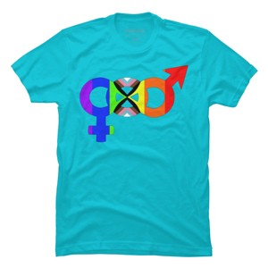 Design By Humans Unified Pride Symbol Rainbow By T-Shirt - Ocean Blue - X Large - 1 of 2