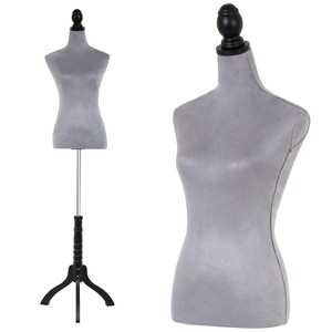 FDW Female Mannequin 53-67 Inch Adjustable Mannequin Torso Dress Form with Realistic Female Body Shape & Stand Wood Base - 1 of 4