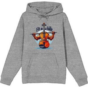 Fit As A Fiddle Violin Humor Adult Long Sleeve Hoodie - 1 of 2